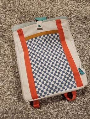 Pillow FORT target Canvas Checkerboard Backpack And Throw Navy and Orange